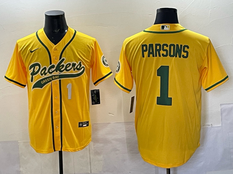 Men Green Bay Packers #1 Parsons yellow Nike NFL 2025 jersey 02->green bay packers->NFL Jersey